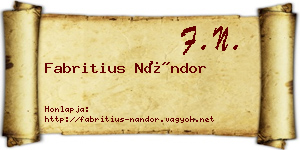Fabritius Nándor névjegykártya